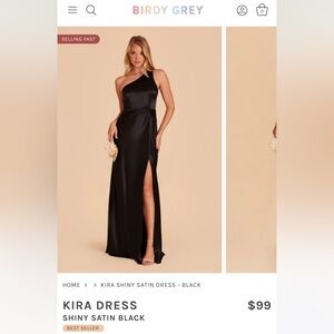 XS Birdy Grey KIRA shiny satin black dress
